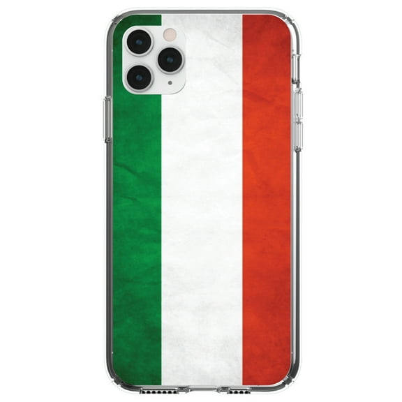 DistinctInk Clear Shockproof Hybrid Case for iPhone 11 (6.1" Screen) - TPU Bumper, Acrylic Back, Tempered Glass Screen Protector - Hungary Old Flag