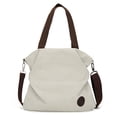 thumbnail image 1 of Bolsa de lona de gran capacidad, reutilizable, evita la deformación, bolsa de compras de tela de color blanco cremoso, 1 of 13