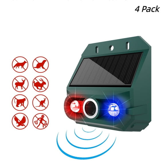JahyElec Solar Nocturnal Animal Repeller,4Pack Deer Repeller Devices with Red and blue light Cat Skunk Repellent for Yard Waterproof Wild Nocturnal Animals, Wolf Hawk Coyote Fox Raccoon Snake Rabbit