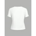 thumbnail image 2 of Women's Stylish Lips Graphic Print T-Shirt, Casual Cotton Knit Crew Neck Tee with Slight Stretch for All Seasons, Fashionable Short Sleeve Sporty Top, 2 of 5