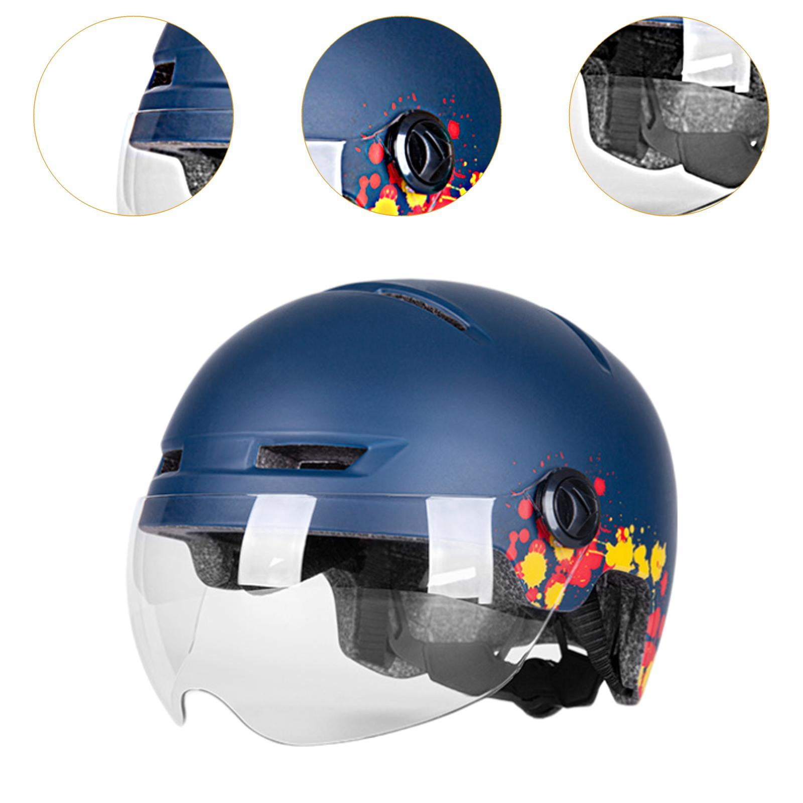 Baoblaze Electric Helmet with Light and Visor Adjustable Cycling Helmet Dark Blue