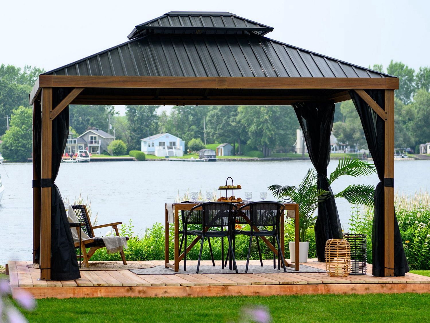 Yosemite Gazebo Aluminum Frame Wood Finish 12 x 16