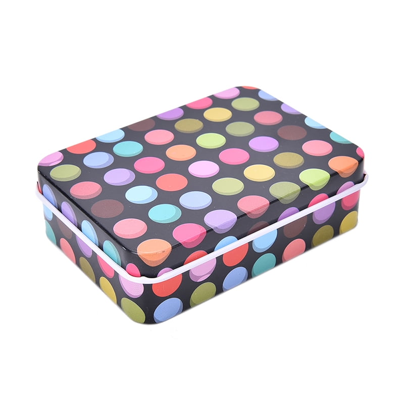 Mmucco Mini Tin Metal Container Small Rectangle Lovely Storage Box Case