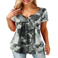 thumbnail image 1 of CHUANK T-Shirts pour Femmes à Manches Courtes, Col Rond, Tunique Boutonnée (Blanc TG), 1 of 4