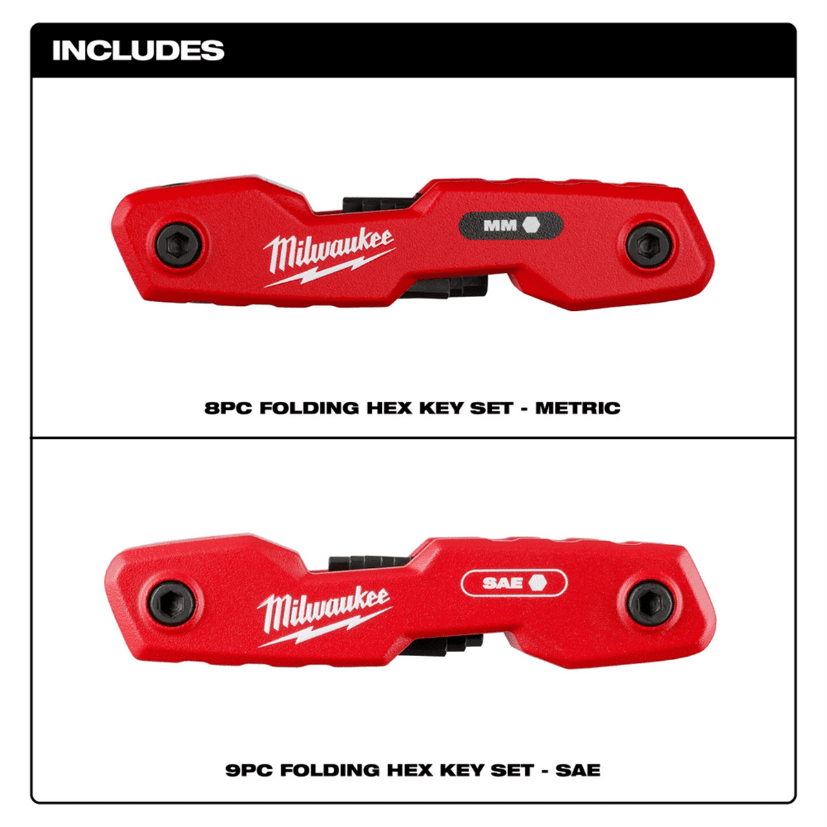 Milwaukee Tool 2PC 17-Key Folding Hex Key Sets - SAE/Metric