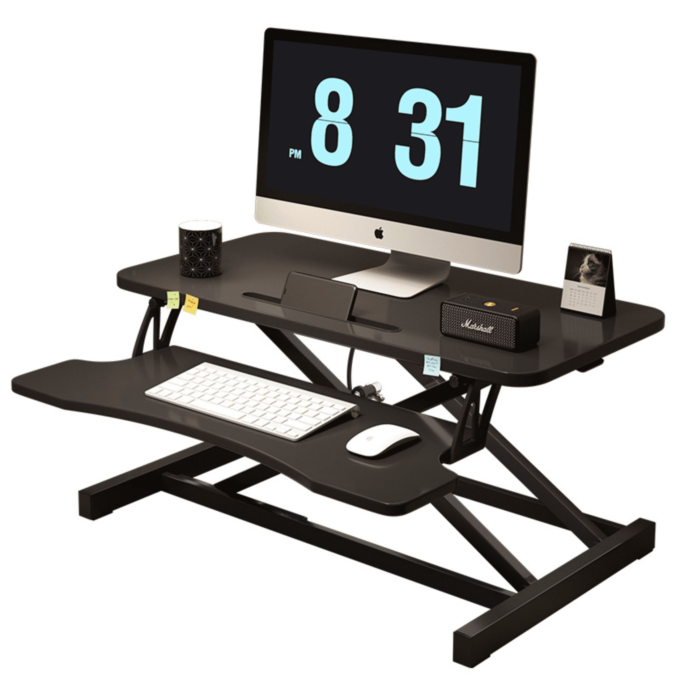 GDF Studio 32" Standing Desk Converter, Height Adjustable Sit-to-Stand Riser for Dual Monitors and Laptops, Black