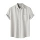 thumbnail image 1 of Men's Casual Solid Color Pocket Short Sleeve Single Breasted Lapel Shirt L, 1 of 5