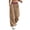 Khaki, variant on Sevevn Women's Mid Rise Wide Leg Sweatpants Soft Stretch Drawstring Waistband, Slimming Multi Pocket Winter Travel Trousers