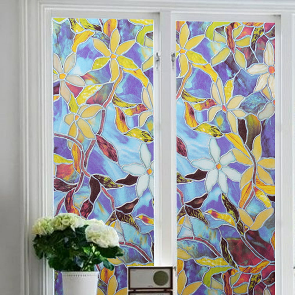 Decorative Window Film, Privacy, Anti-UV, Static Window Cling, Clematis ...