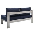 thumbnail image 6 of Lounge Sectional Sofa Chair Table Set, Sunbrella, Fabric, Aluminum, Metal, Silver Blue Navy, Modern Contemporary Urban Design, Outdoor Patio Balcony Cafe Bistro Garden Furniture Hotel Hospitality, 6 of 10