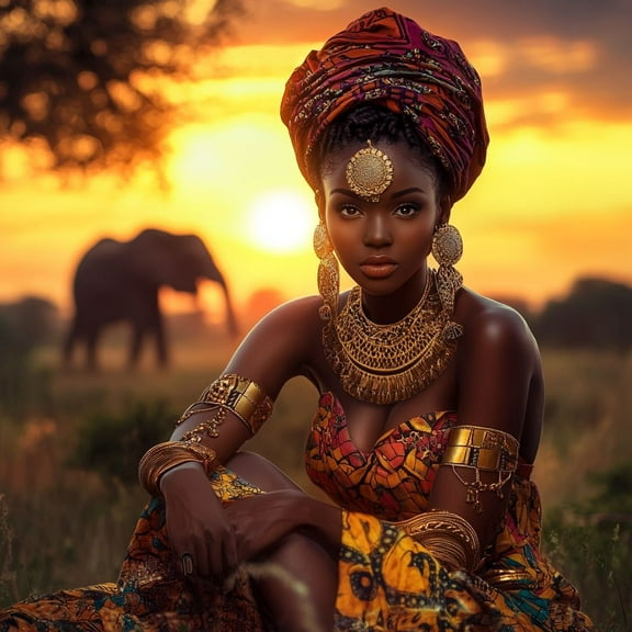 5D DIY Artificial Full Diamond Painting Set - Adult Beginner, African Queen Theme for Home Wall Decor & Gift - Perfect for Art Lovers & Adults