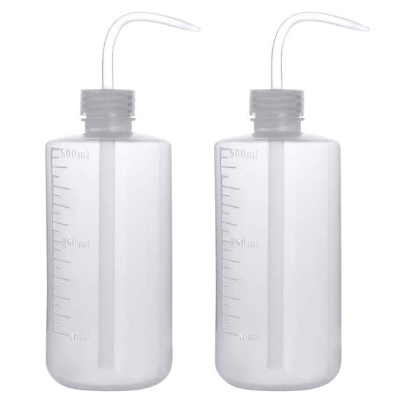 2 Pack Curved Spout Plant Watering Bottles with Measurement Marks, 250ml/500ml/1000ml Clear Plastic Watering Can for Succulents & Indoor Plants