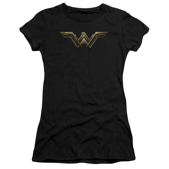 Justice League Movie Wonder Woman Logo S/S Junior Women's T-Shirt Sheer Black