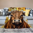 thumbnail image 2 of ARISTURING Highland Cow Throw Blankets, Farm Animal Highland Cattle Animal Cozy Warm Bed Couch Blanket, Country Farmhouse Sunflower White Throws to Decorate The Room and Bedroom, 2 of 6