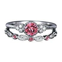 CILENON Gold Ring Ring Fashion Women's Jewelry 1 Diamond Rings Couple Set Pair 510 Size Rings Gold Filled Ring Gold Ring Set Wedding Bands(Pink,10)