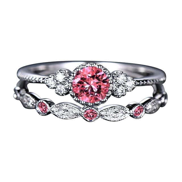 2025 Ring Set Zirconia Wedding Rings for Girls Band Ring Engagement Jewelry Adjustable Ring Set for Women Gift 3Pcs