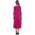thumbnail image 3 of facefd Robe Femme Col Rond Costume Automne Manches Mi-Automne Grande Robe Évasée Rose Rouge TG, 3 of 6