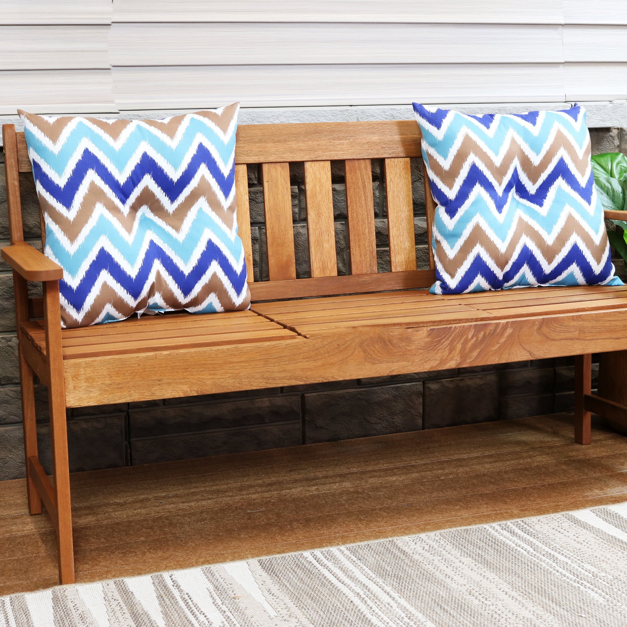 Sunnydaze 19" x 19" Chevron Bliss Polyester Square Decorative Outdoor Throw Pillow, 2 Count