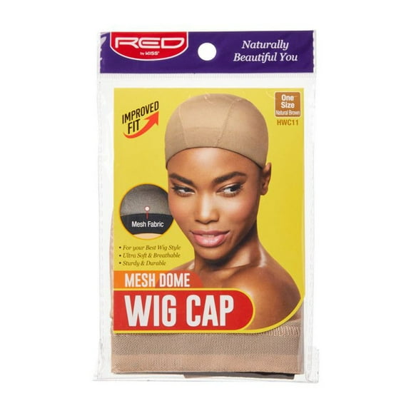 KISS - RED MESH DOME WIG CAP (NATURAL BROWN)