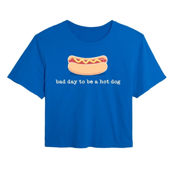 Intstant Message - Bad Day To Be A Hot Dog - Juniors Cropped Graphic T-Shirt