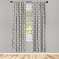 thumbnail image 3 of Ambesonne Animals Curtains, Cartoon Flora Fauna, Pair of 28"x84", Pale Pink Pale Grey, 3 of 5
