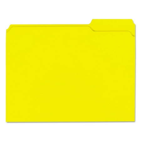 UPC: 0087547161647 | Universal UNV16164 Reinforced 1/3-Cut Assorted Top-Tab File Folders – Letter Size  Yellow (100/Box)