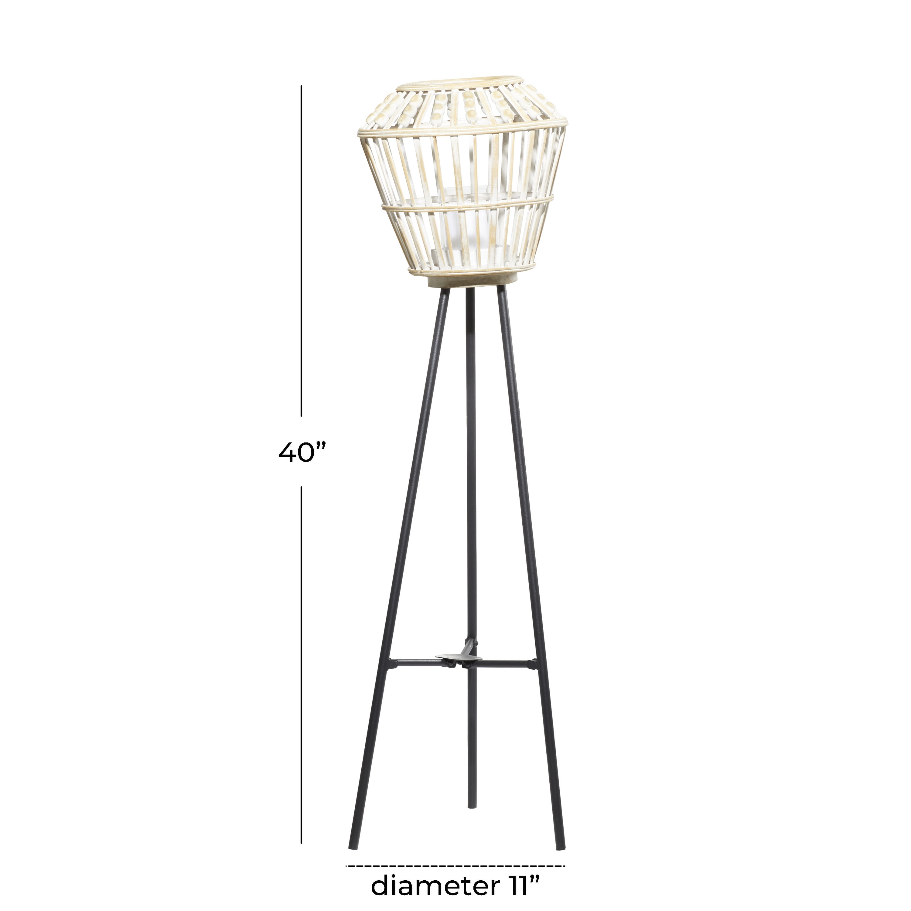 DecMode 11"W, 40"H Metal Natural Candle Lantern, White, 1 - Piece