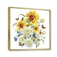 thumbnail image 3 of Designart 'Ancient Chrysanthemums and Sunflowers' Traditional Framed Canvas Wall Art Print, 3 of 5