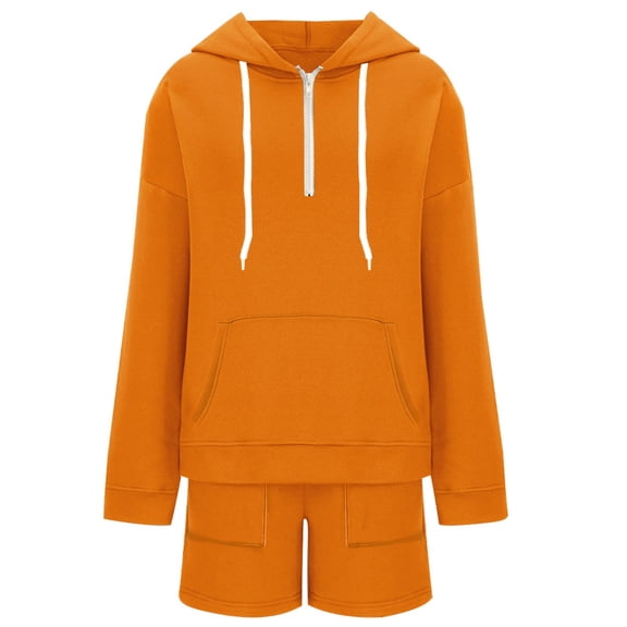 Women Jogging Suits 2 Piece Set Women's Casual Tracksuit Set Soft Pullover Hoodie and Comfort Shorts Athletic Wear