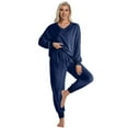 thumbnail image 2 of DAKIMOE Womens Pajamas Sets Velvet Long Sleeve Pjs Soft Lounge Set 2 Piece Velour Loungewear with Pockets Nightwear Sleepwear for Women S-XXL, 2 of 9