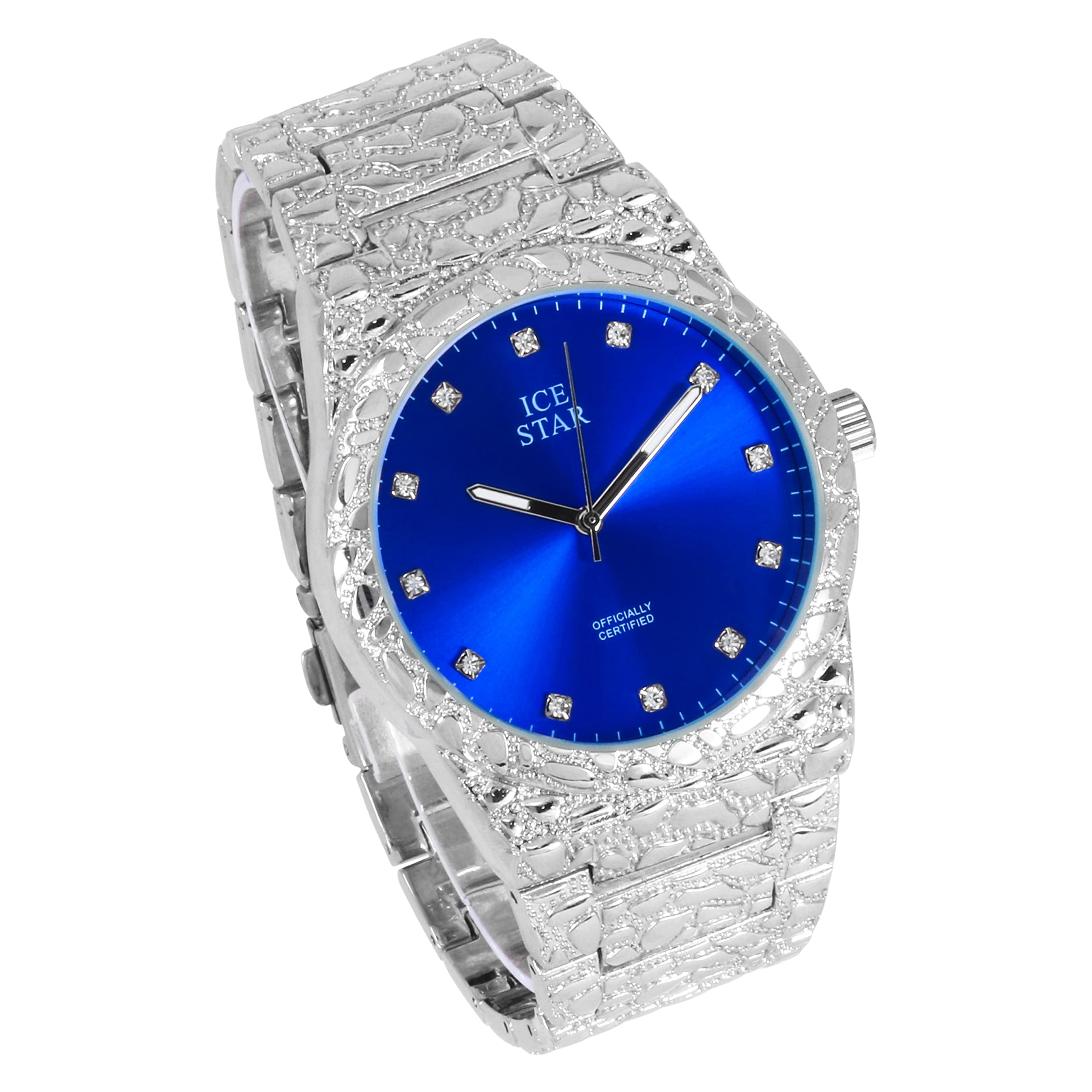 Ice Star Men s Luxury 45mm Nugget Watch with Diamond Accent Dial