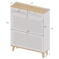 thumbnail image 5 of Space-Saving Shoe Cabinet with Flip-Up Doors & Drawers, Narrow Entryway Organizer, Freestanding Storage for Homeowners & Renters (Natural Wood Legs, White Finish), 5 of 12