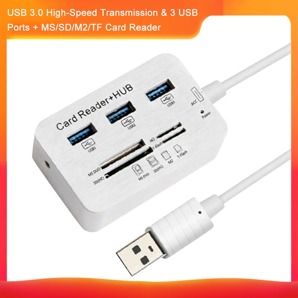 7in1 Type C To 3 Port USB 3.0 Hub Combo MS SD M2 TF Card Reader For MACBOOK PC 