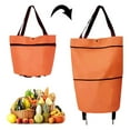 thumbnail image 4 of DISEN Folding Shopping Cart,Trolley Bag with Wheels,Folding Shopping Zipper Oxford Cloth Bag for Groceries with Wheels Bracket and Removable Bag Orange, 4 of 7