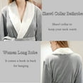 thumbnail image 3 of Women's Fleece Long Robe Warm Flannel Sherpa Trim Plush Bathrobe with Belt Pockets, L & Light Gray, 3 of 7