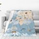 thumbnail image 1 of Balery Animals Travel World Map Manta de Felpa Suave y Acogedora – Cobija de Franela Aterciopelada para Cama, Lavable y Cálida para Sofá, Mascotas, Transpirable-80"x60", 1 of 7