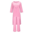 thumbnail image 4 of CILENON 2 Piece Sets for Women Solid Color Cotton Linen Pant Sets Casual Long Sleeve Button T Shirt Loose Wide Leg Pants Set Fall Outfits (Pink,XXL), 4 of 5