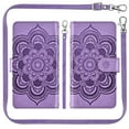 thumbnail image 3 of Asuwish Phone Case for Samsung Galaxy S24 Plus S24+ 5G Zipper Wallet Magnetic Detachable Cell Cover with Tempered Glass Screen Protector Crossbody Strap Flower Card Holder Slot S24Plus Women Purple, 3 of 8
