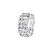 Elastic Silver 3 Row Crystal Rhines Toe Bridal Jewelry 9mm