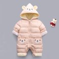 thumbnail image 2 of Kaemgyyd Newborn Baby Fleece Lined Outfit Infant Girls Boys Cute Print One-Piece Jumpsuit Hooded Zipper Romper Winter Clothes, 2 of 3