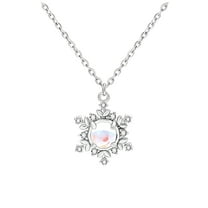 Snowflake Necklace for Women by Ginger Lyne Simulated Moonstone CZ Sterling Silver Christmas Jewelry Gift