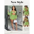 thumbnail image 7 of Xuanfei Women Ruched Design Lace Up Shorts Flare Sleeve Top 3 Piece Sets Swimsuit, 7 of 7