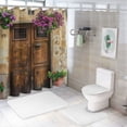 thumbnail image 7 of Chilfamy  Italian Stall Shower Curtain, Rusty Wood Door Flowers in Italy Town Nostalgic Building, Fabric Bathroom Decor Set with Hooks, Cream Lilac Brown White, 7 of 7