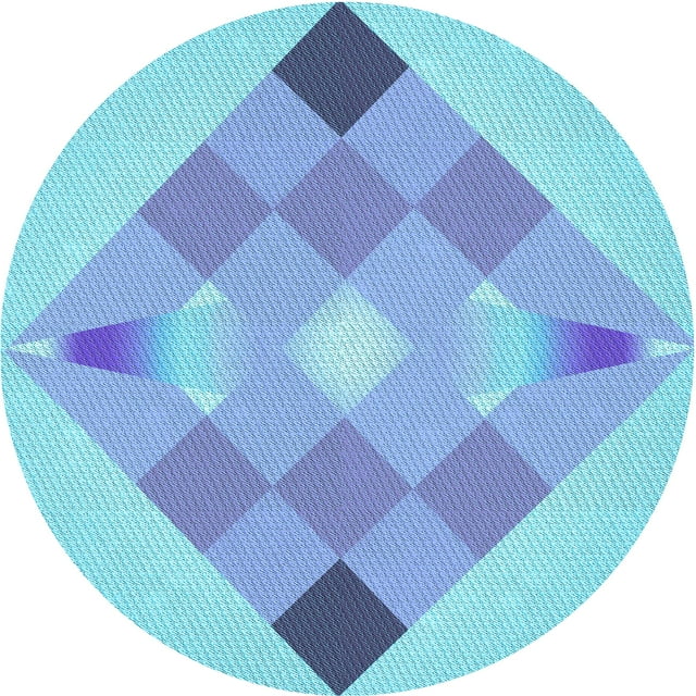 Ahgly Tapis Rond Lavable en Machine Intérieur Transitionnel Bleu Iceberg, 4 Pieds Rond