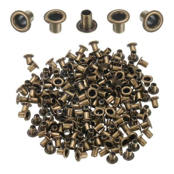 Uxcell 100Pcs Grommets Eyelets 2mm 1/9 Inch Brass Eyelets Kit for Fabric Curtain Tarps Leather Belt Shoes Bag DIY, Brown