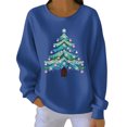 thumbnail image 3 of Yteetum Chandails en Molleton de Noël pour Femmes, Col Rond, Tricot Côtelé, Chandail Sans Capuche, Imprimé Graphique, Manches Longues, 3 of 5
