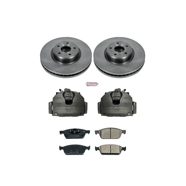 PowerStop Front Stock Replacement Brake Pad and Rotor Kit with Calipers Fits: FORD Select Models KCOE6349