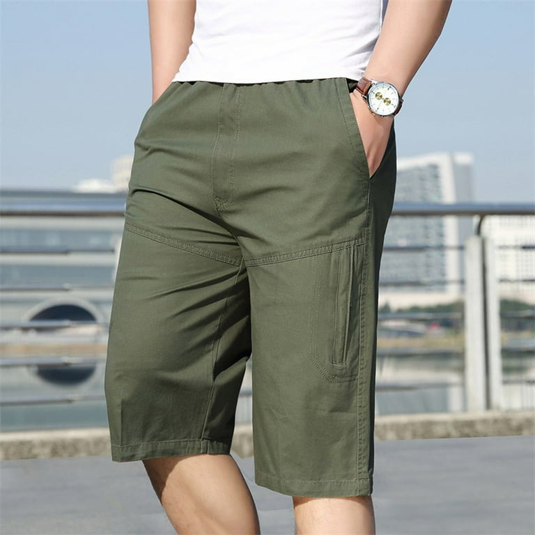 Men s Solid Color Cargo Shorts Men Summer Casual Short Pants