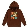 thumbnail image 5 of Teen Hoodies Set Jesus Loves You Hooded Sweatshirts Comfy Letter Print Long Sleeves Loose Pullover 2 Piece Kids Outfits Winter Sweatshirts for Teenagers 6-7 Years, 5 of 6