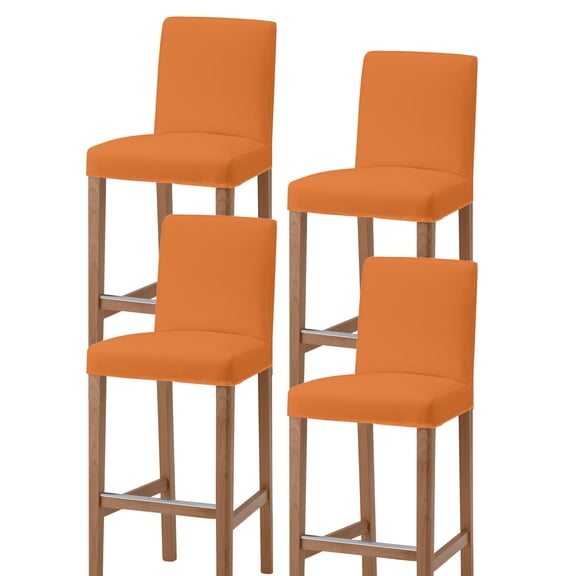 Orange Bar Stool Covers - Stretch Dining Chair Covers Set of 4, Pure Orange Bar Chair Cover Removable Counter Stool Pub Chairs Slipcovers Protectors for Kitchen/Cafe